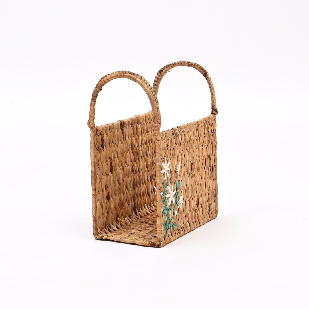 Handwoven Magazine Holder | Sustainable Organizer for Books & Files