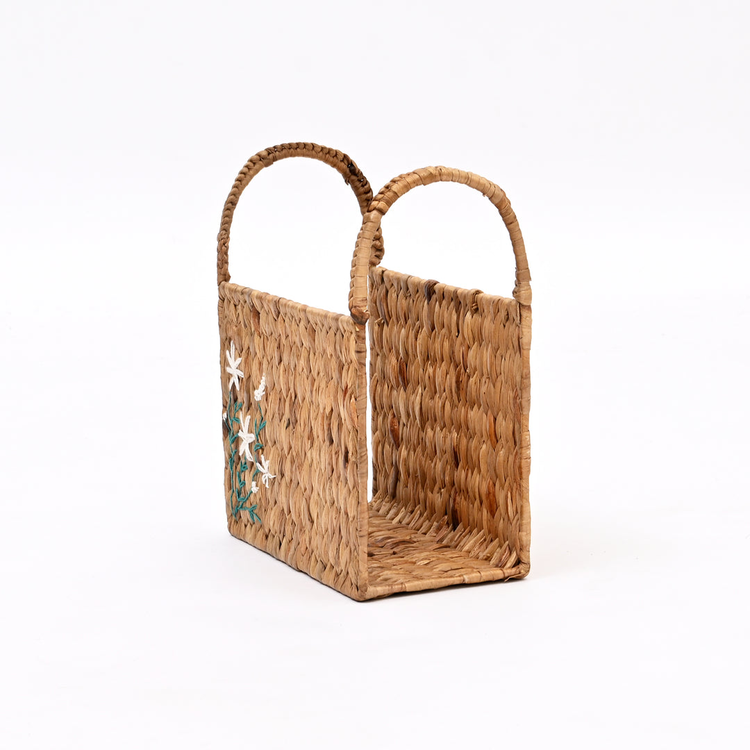 Handwoven Magazine Holder | Sustainable Organizer for Books & Files