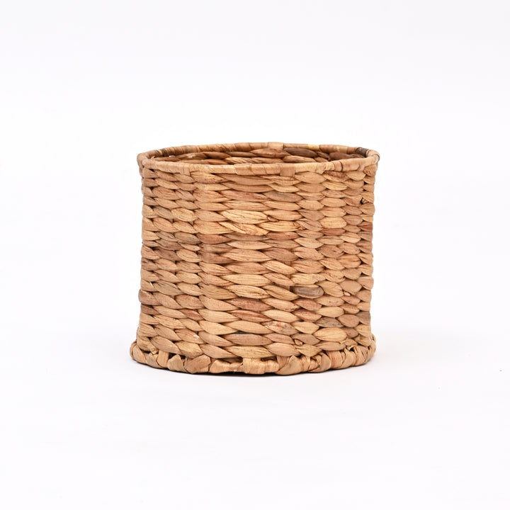 Handwoven Water Hyacinth Pen Stand | Natural Beige Organizer