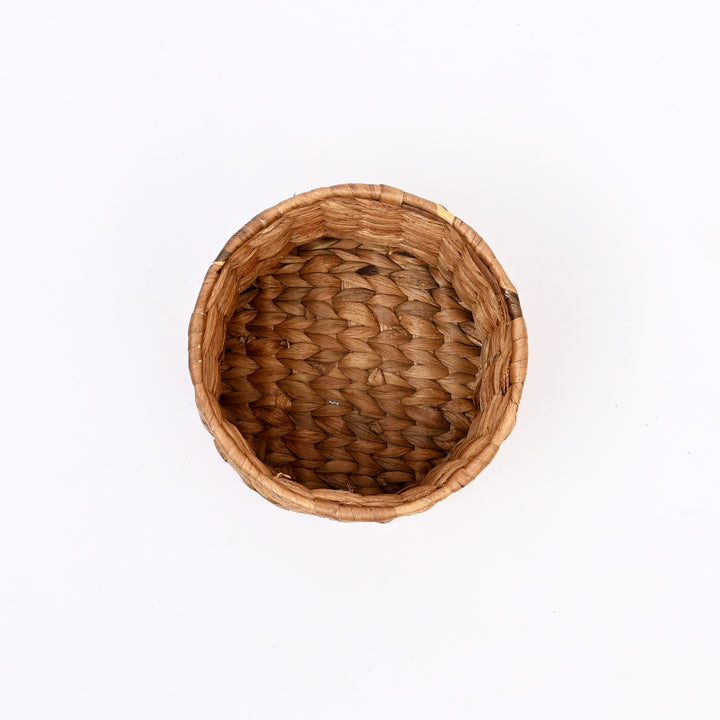Handwoven Water Hyacinth Pen Stand | Natural Beige Organizer