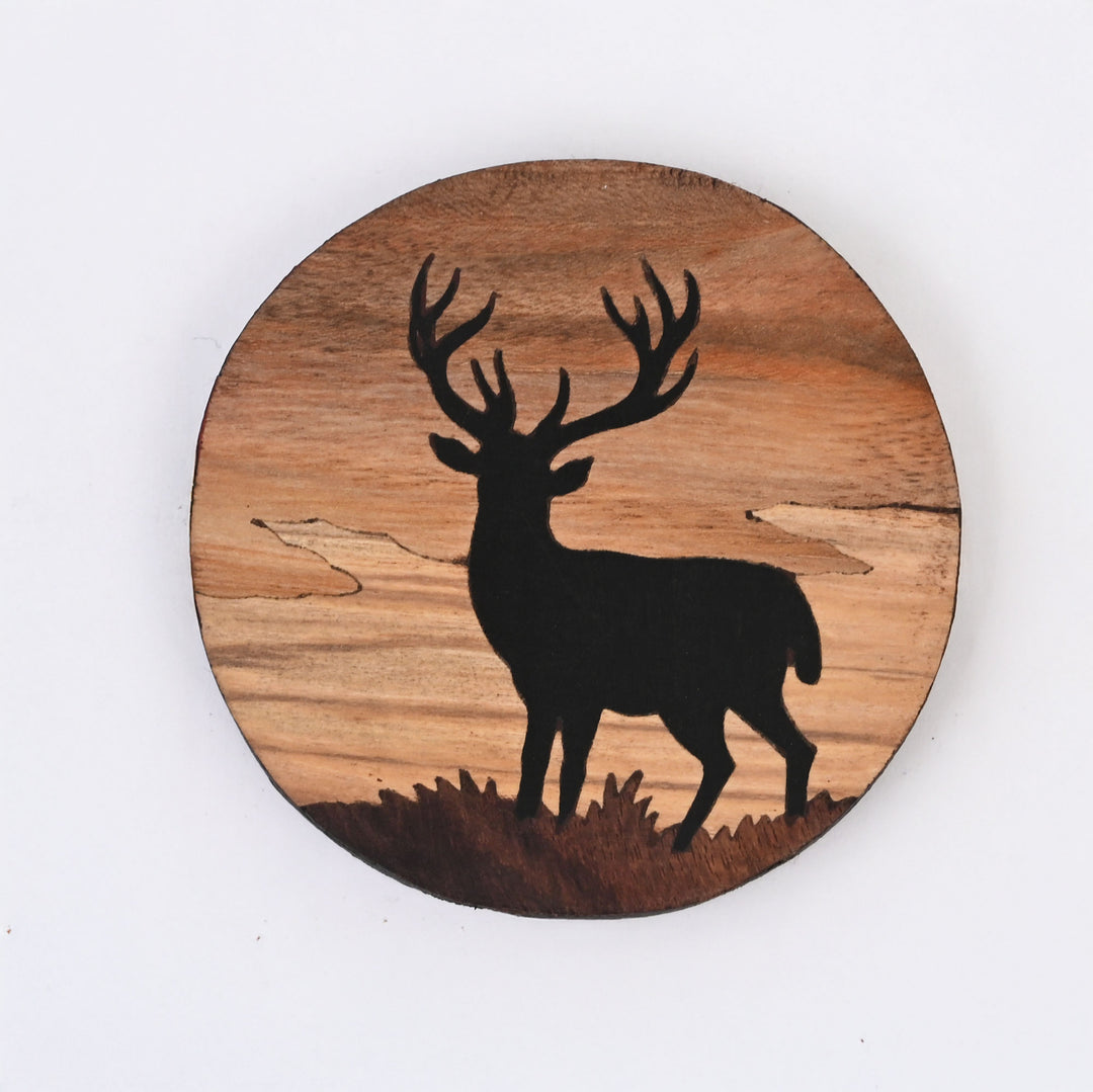 Stag Fridge Magnet | Natural Wood Art