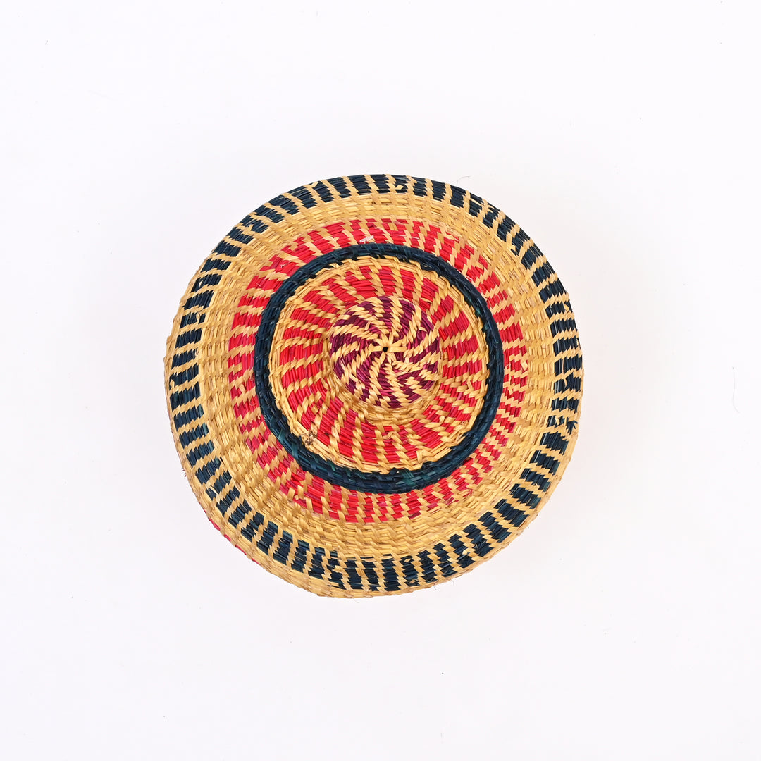 Handcrafted Sikki Grass Utility Container | Multicolor