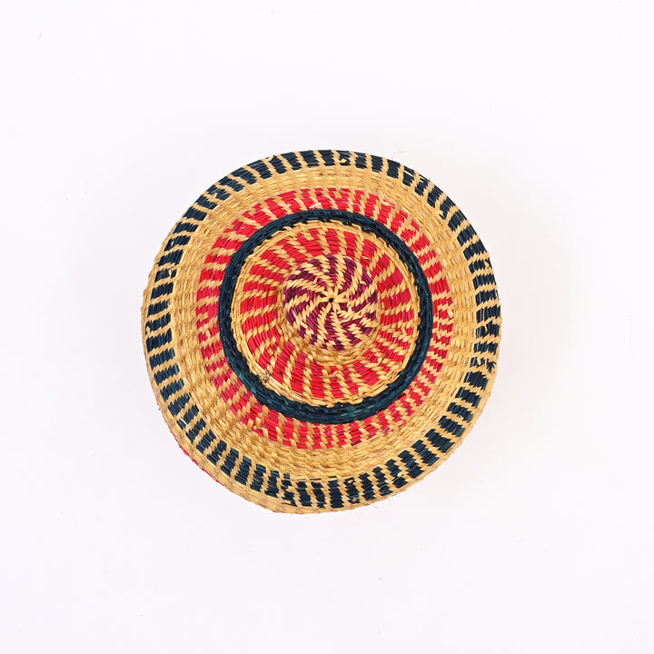 Handcrafted Sikki Grass Utility Container | Multicolor