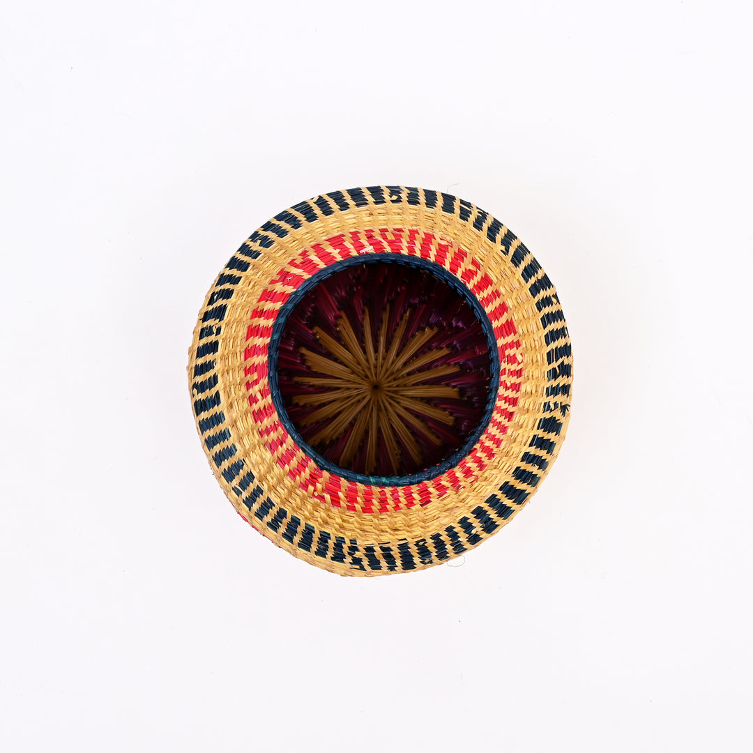 Handcrafted Sikki Grass Utility Container | Multicolor