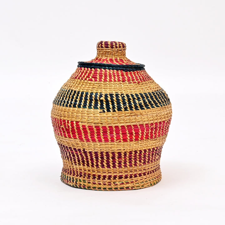 Handcrafted Sikki Grass Utility Container | Multicolor