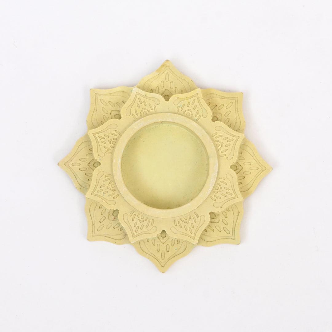 Mandala Art Tea Light Holder | Pink & Yellow | Terramix | Handcrafted Elegance for Serene Spaces