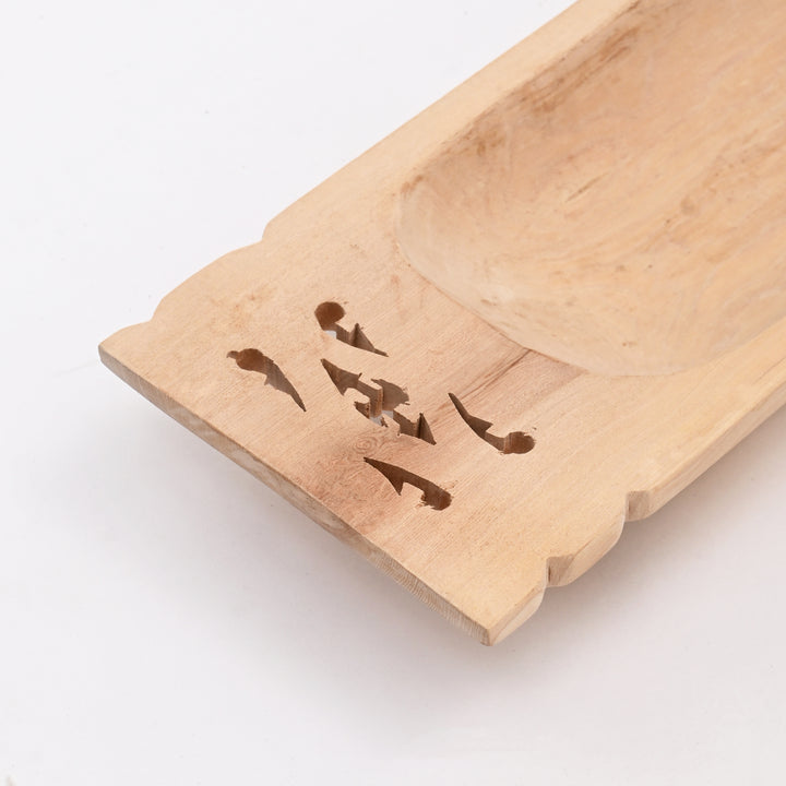 Natural Wooden Serving Tray | Handcrafted Wood Platter for Kitchen Home