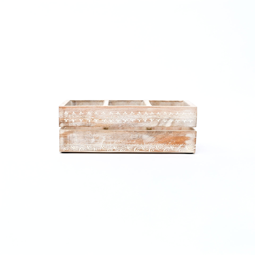 Natural Mango Wood Cutlery Holder | Hand-Carved Design