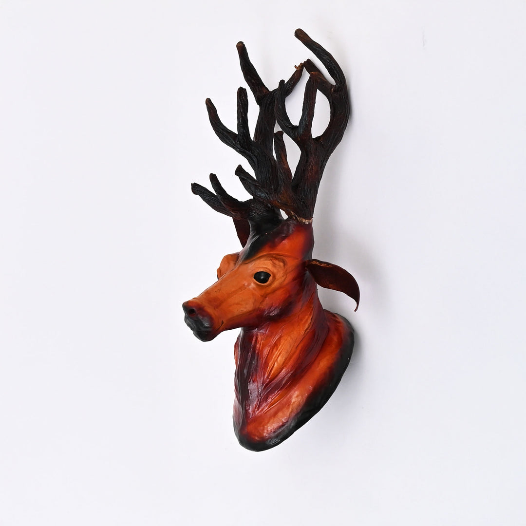 Handcrafted Leather Deer Head Wall Mount | Rustic Wildlife Decor