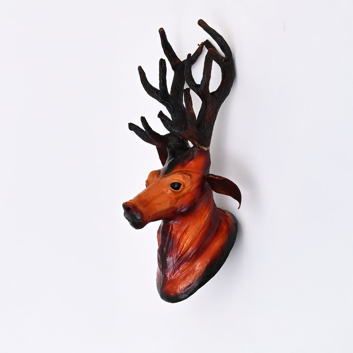 Handcrafted Leather Deer Head Wall Mount | Rustic Wildlife Decor
