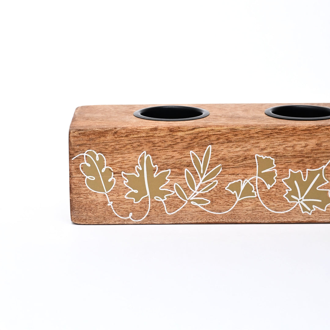 Wooden T-Light Holder | Mango Wood | Elegant Candle Decor
