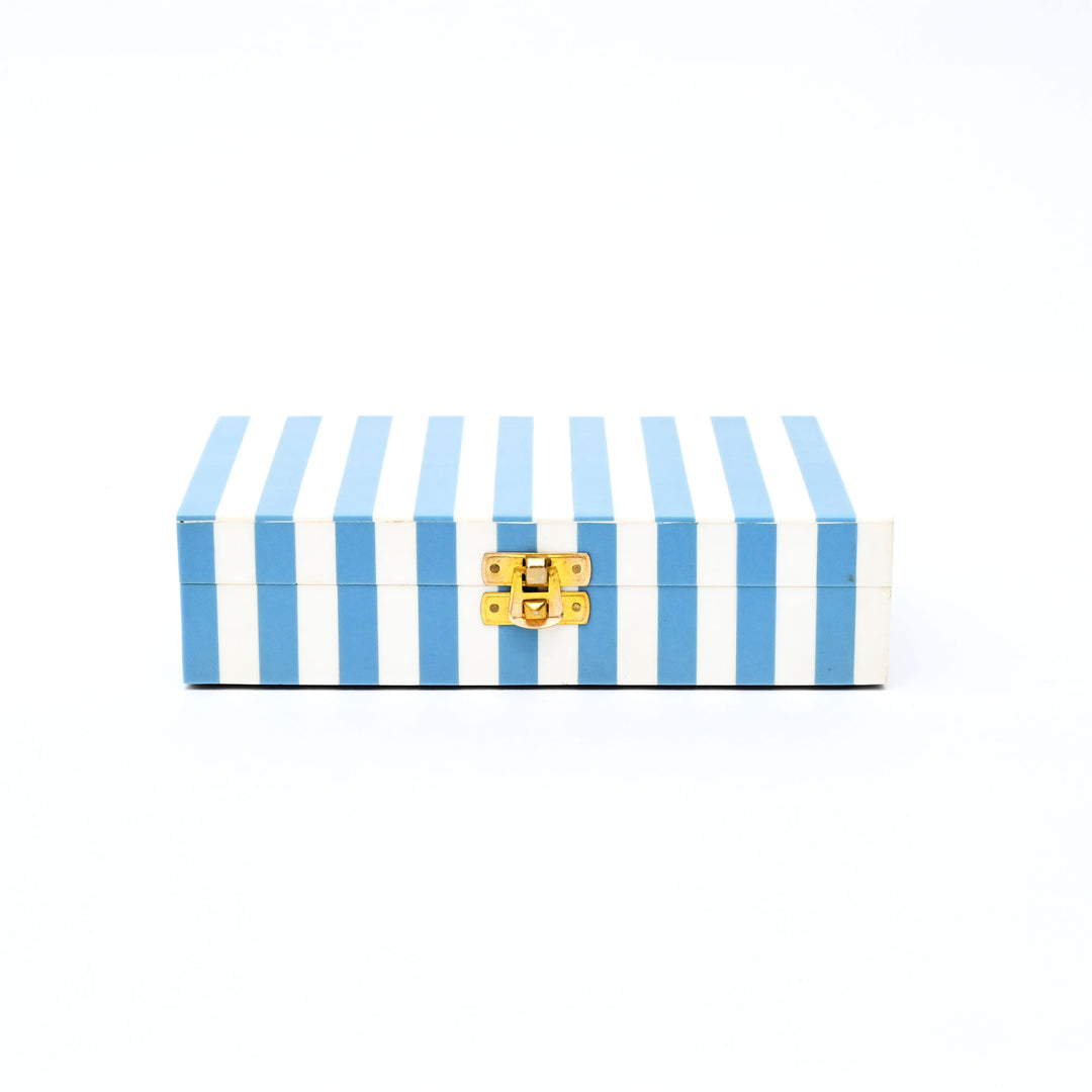 Decorative Box | Striped Resin Rectangle Box | Mango Wood