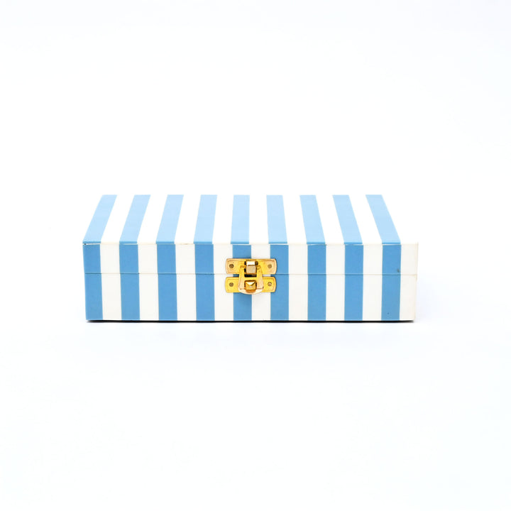 Decorative Box | Striped Resin Rectangle Box | Mango Wood