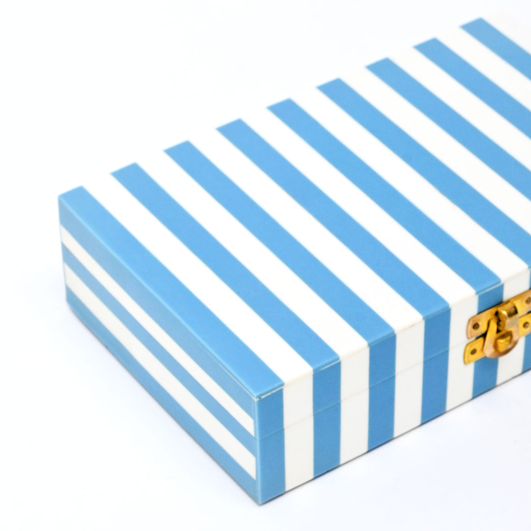 Decorative Box | Striped Resin Rectangle Box | Mango Wood