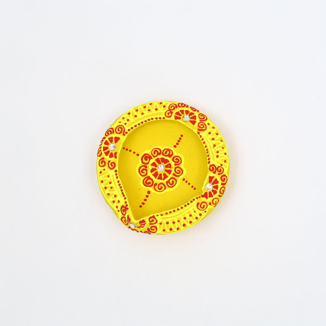 Handcrafted Terracotta Diya Set | 4 Piece Flat Oil Lamps for Diwali & Pooja