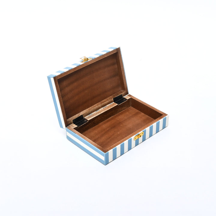 Decorative Box | Striped Resin Rectangle Box | Mango Wood
