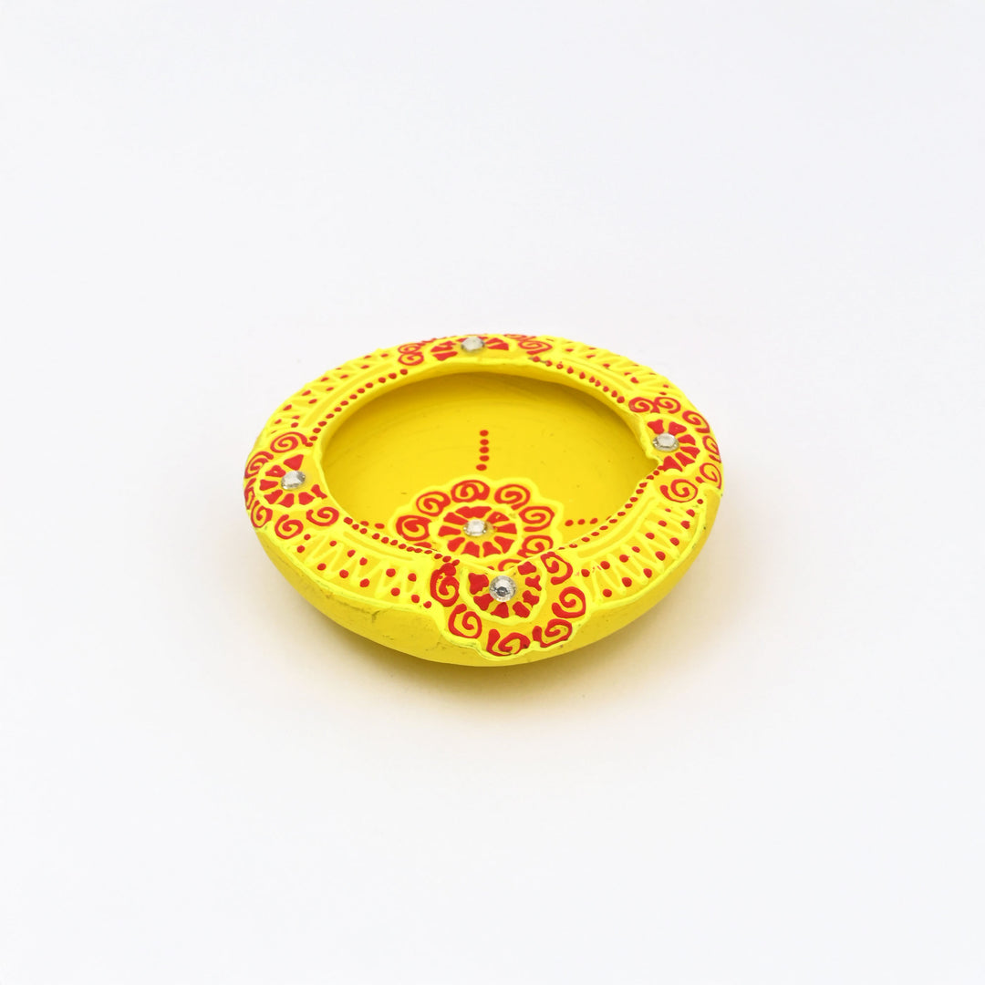 Handcrafted Terracotta Diya Set | 4 Piece Flat Oil Lamps for Diwali & Pooja