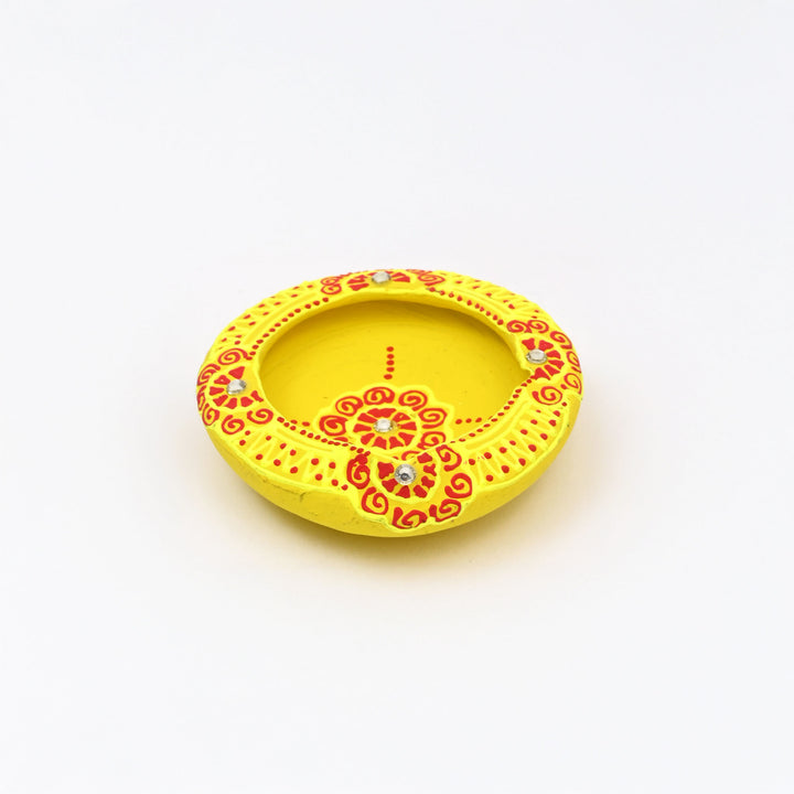 Handcrafted Terracotta Diya Set | 4 Piece Flat Oil Lamps for Diwali & Pooja