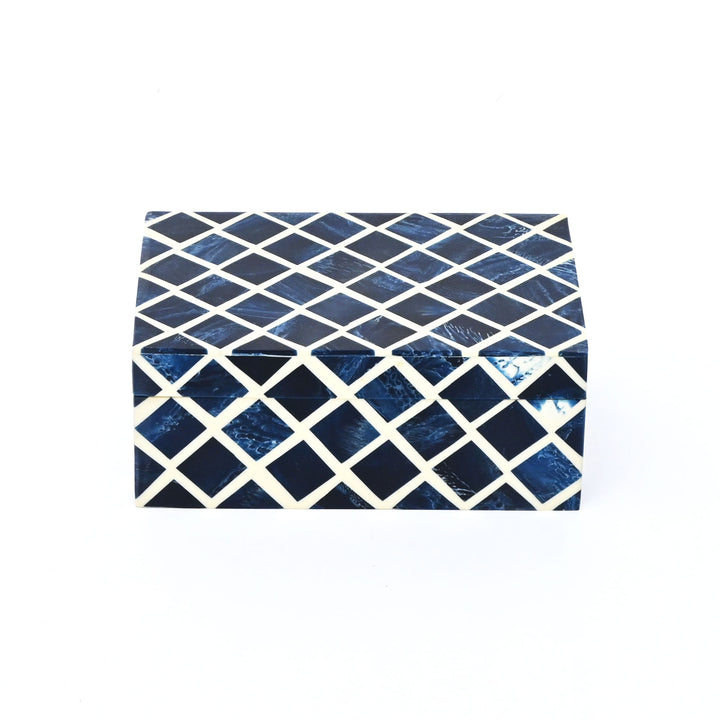 Decorative Box | Resin & Mango Wood | Diamond Pattern Box