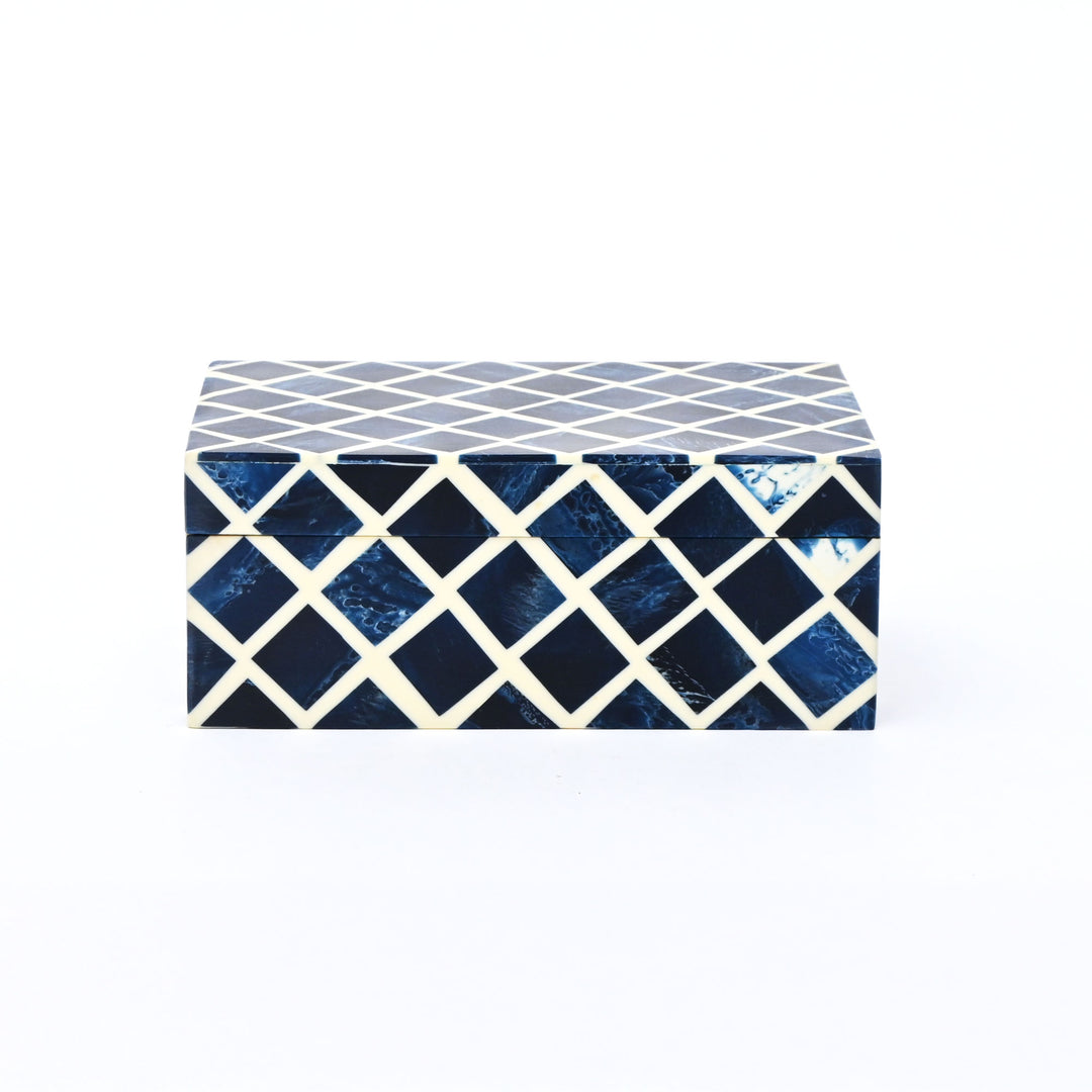 Decorative Box | Resin & Mango Wood | Diamond Pattern Box