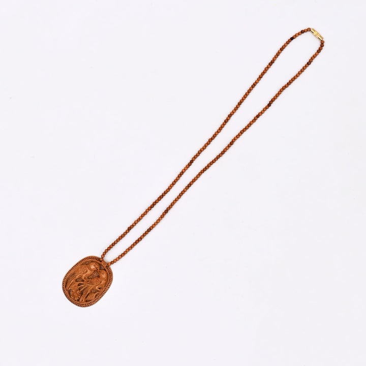 Kadam Wood Two Loving Parrots Pendant | Handcarved Romantic Bird Necklace