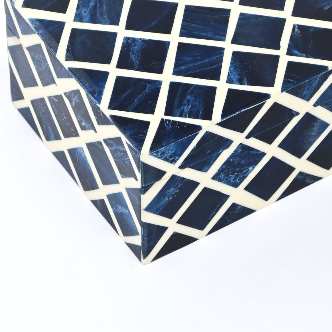 Decorative Box | Resin & Mango Wood | Diamond Pattern Box