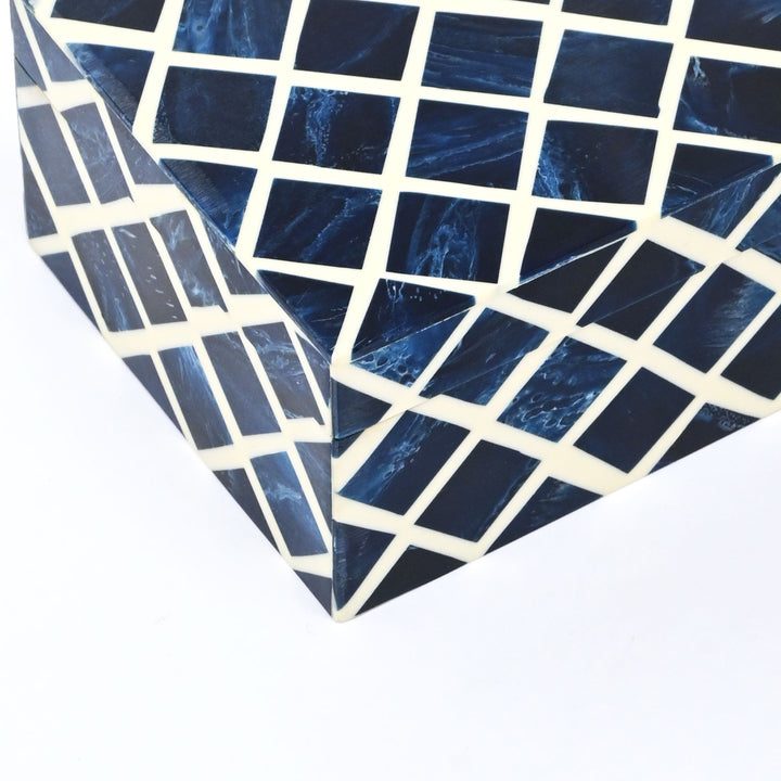 Decorative Box | Resin & Mango Wood | Diamond Pattern Box