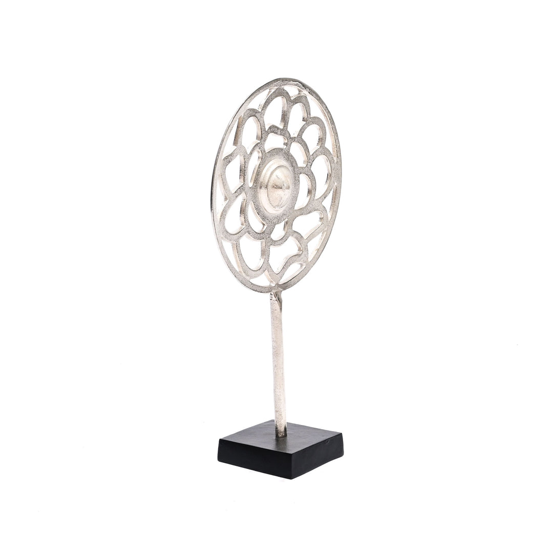 18" Tall Geometric Aluminum Bloom Sculpture – Table Décor Accent