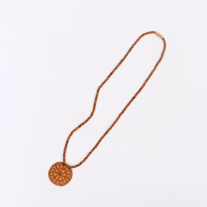 Handcrafted Wooden Sunflower Pendant | Natural Finish