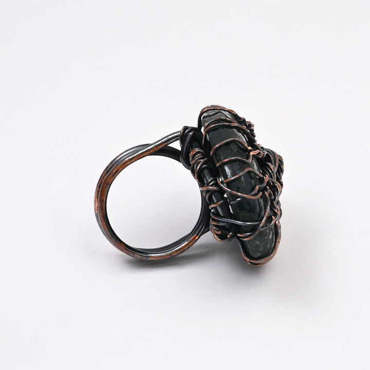 Handcrafted Copper Ring with Natural Stone | Artisan Boho Jewelry