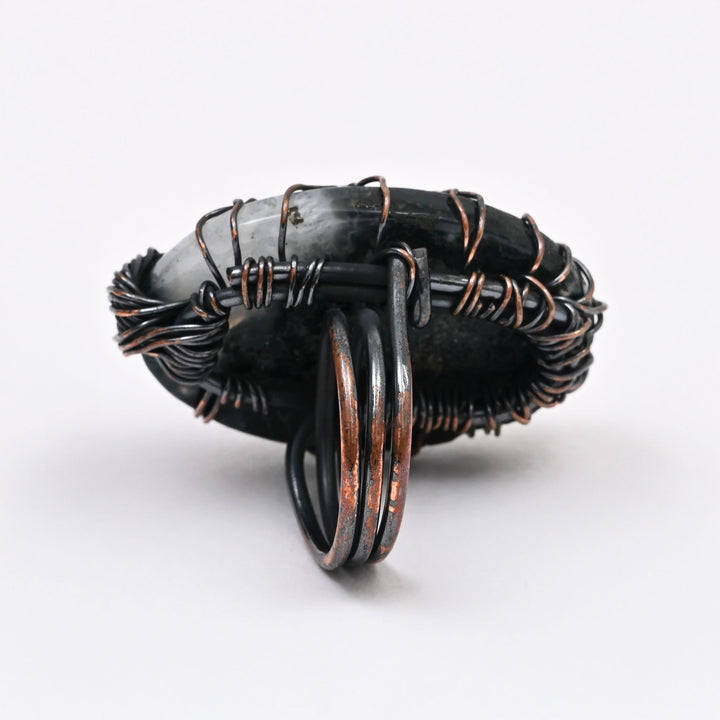 Handcrafted Copper Ring with Natural Stone | Artisan Boho Jewelry