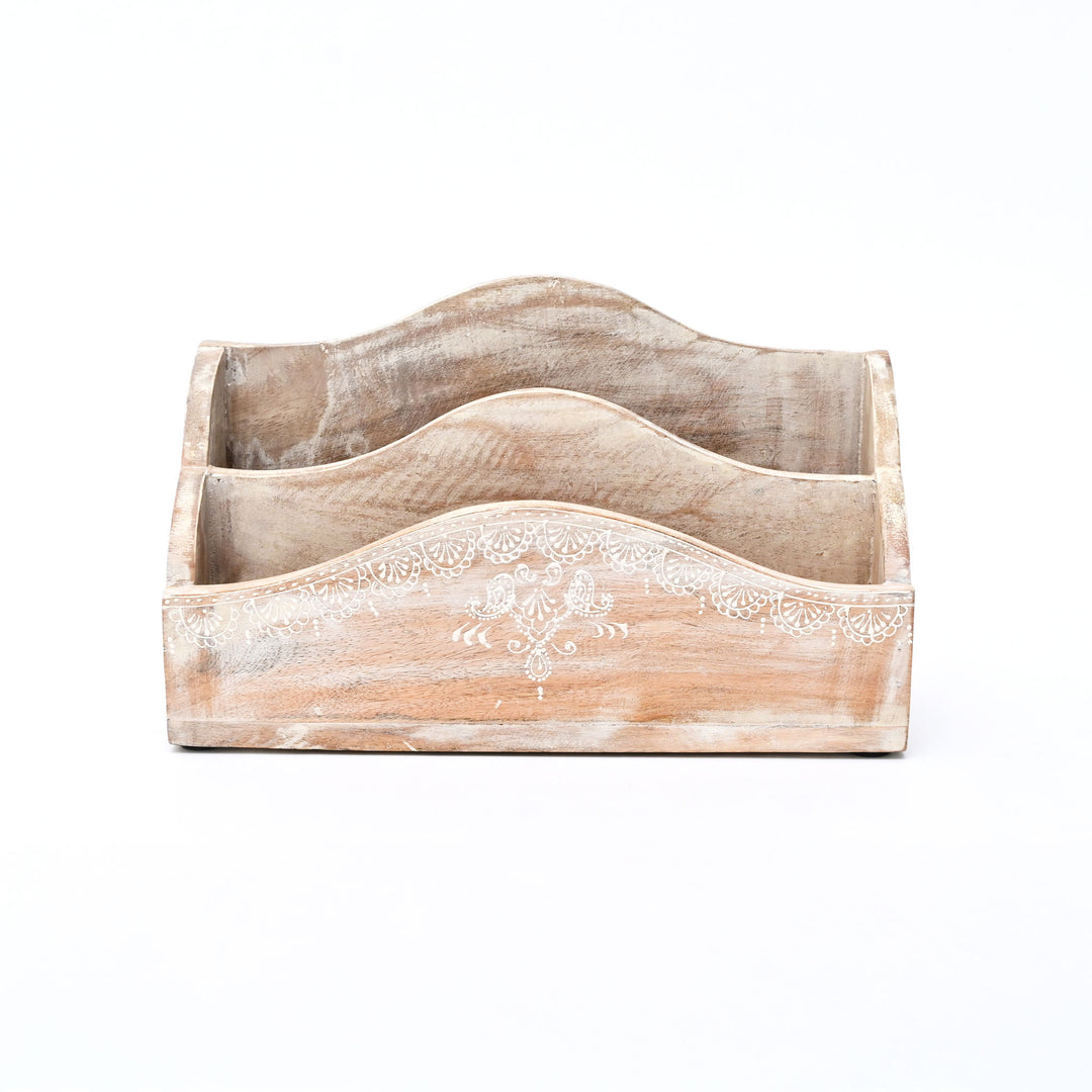 Desk Organiser | Handmade | Mango Wood | White Wash