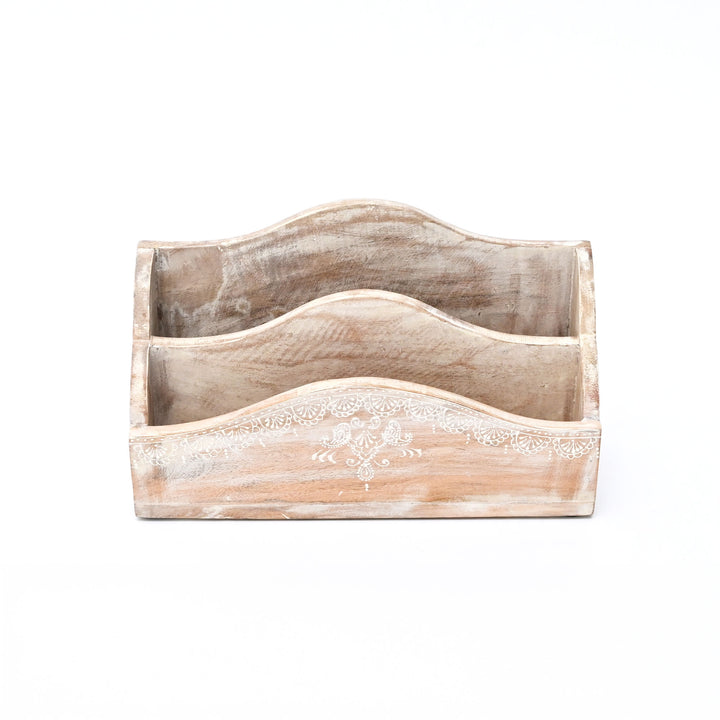 Desk Organiser | Handmade | Mango Wood | White Wash