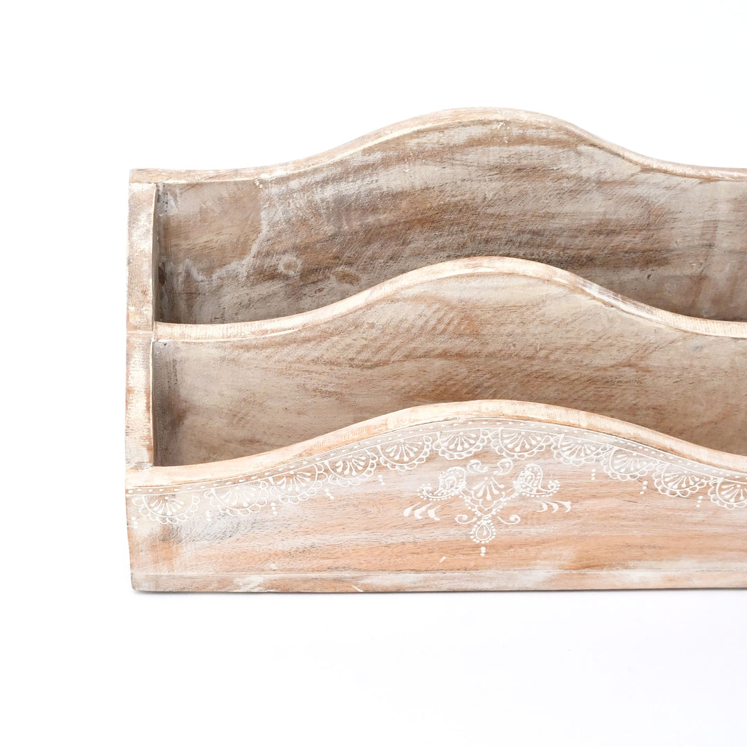 Desk Organiser | Handmade | Mango Wood | White Wash