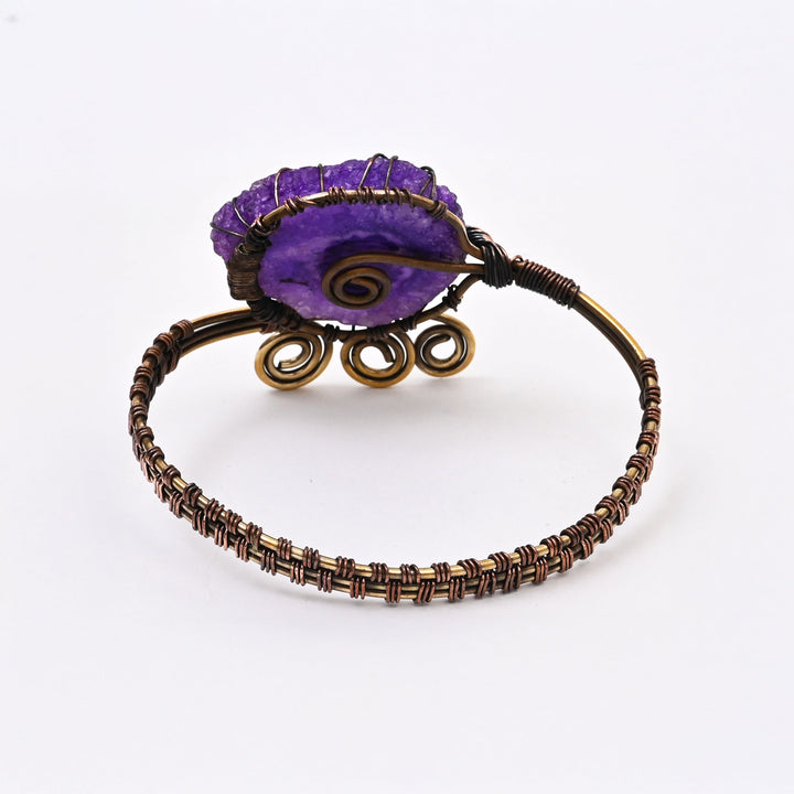 Handcrafted Brass & Copper Bangle with Natural Stones | Artisan Jewelry