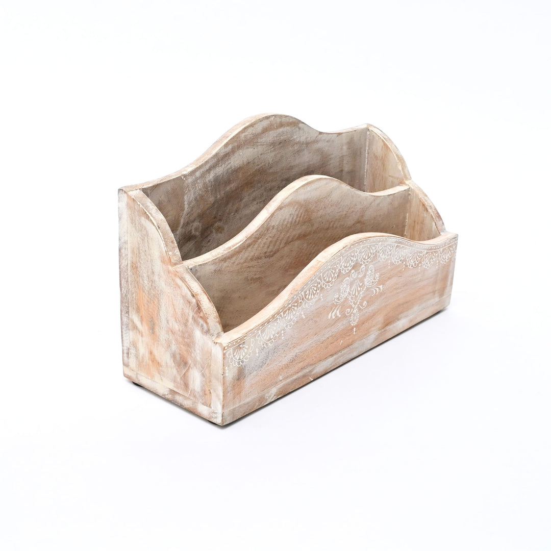 Desk Organiser | Handmade | Mango Wood | White Wash