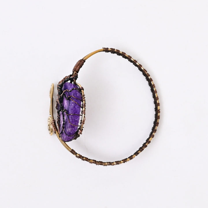 Handcrafted Brass & Copper Bangle with Natural Stones | Artisan Jewelry