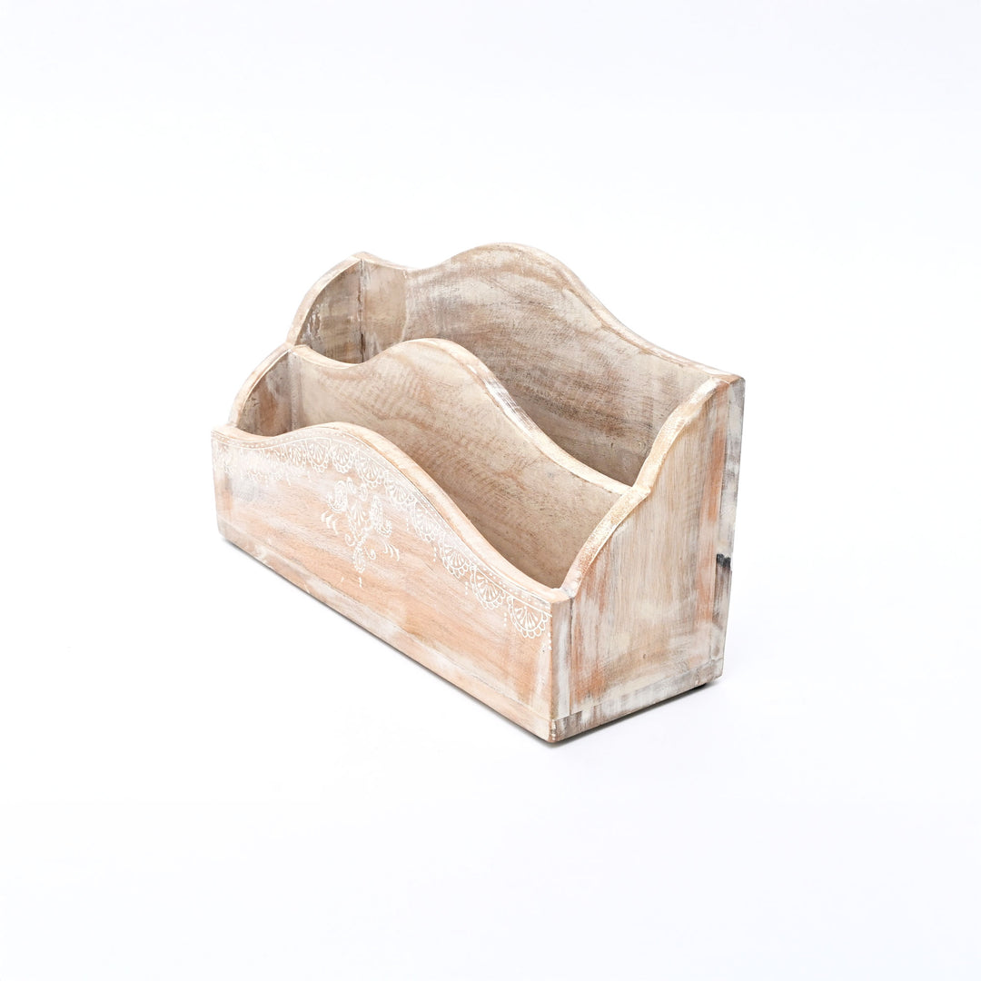 Desk Organiser | Handmade | Mango Wood | White Wash