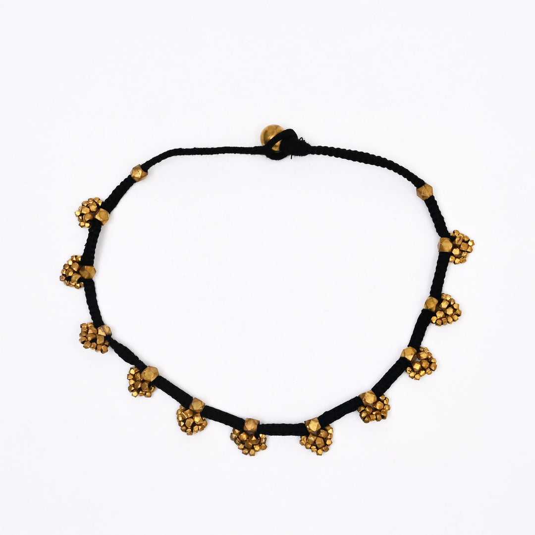 Tribal Brass Bead Necklace | Handcrafted Cotton Thread Ethnic Jewelry