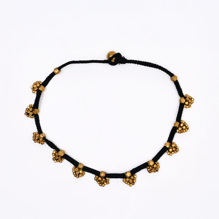 Tribal Brass Bead Necklace | Handcrafted Cotton Thread Ethnic Jewelry