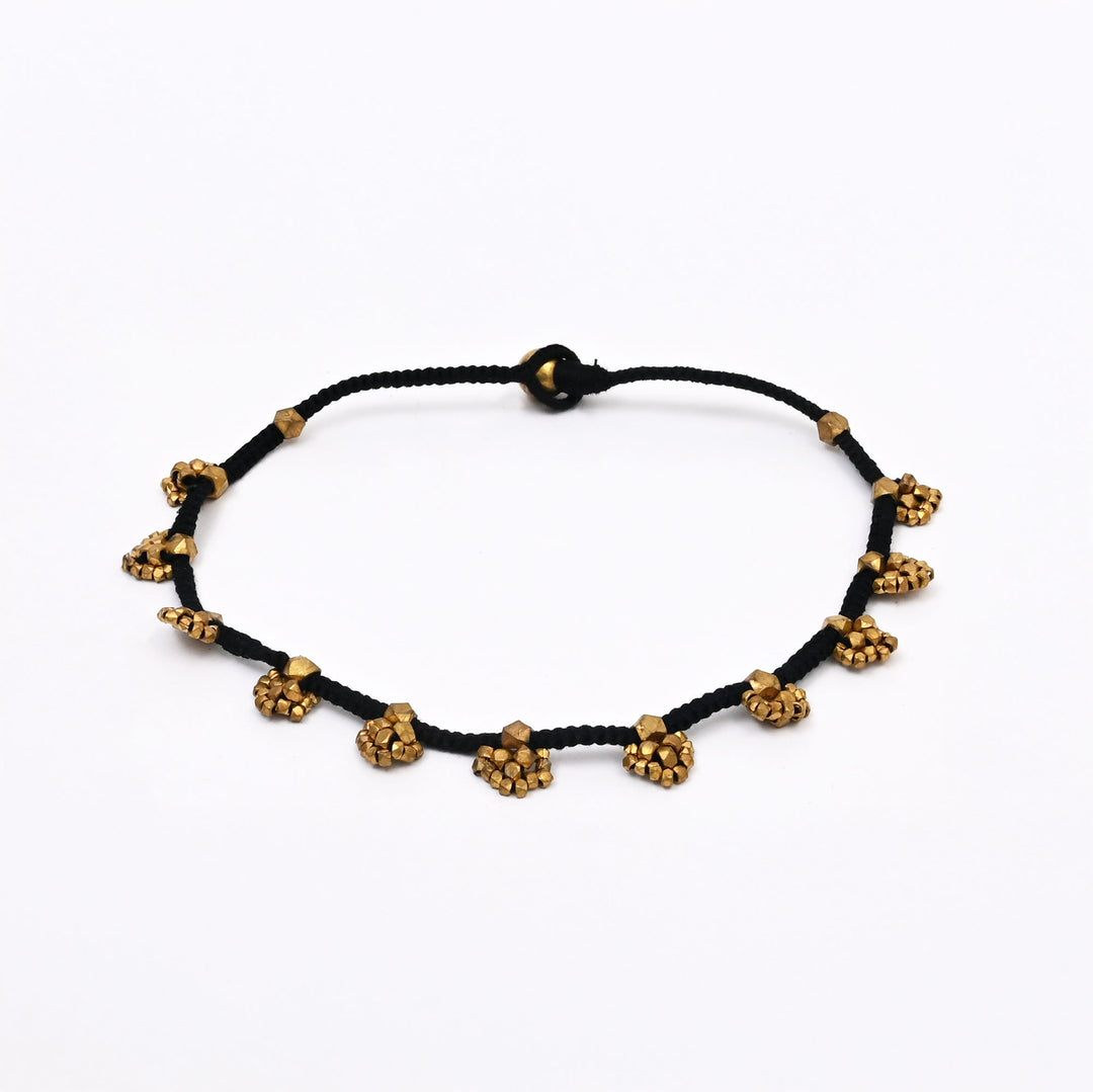 Tribal Brass Bead Necklace | Handcrafted Cotton Thread Ethnic Jewelry