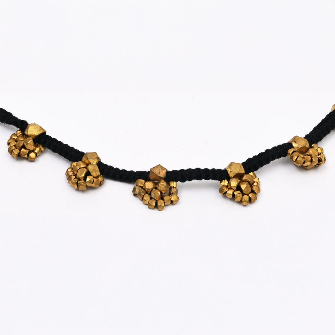 Tribal Brass Bead Necklace | Handcrafted Cotton Thread Ethnic Jewelry