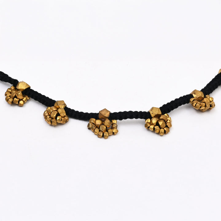 Tribal Brass Bead Necklace | Handcrafted Cotton Thread Ethnic Jewelry