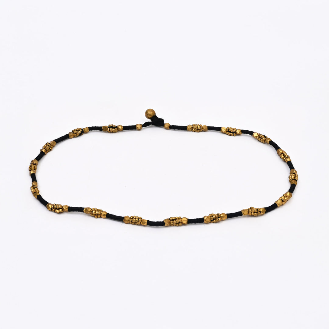 Tribal Brass Cotton Thread Necklace | Handmade Beaded Ethnic Jewelry Set