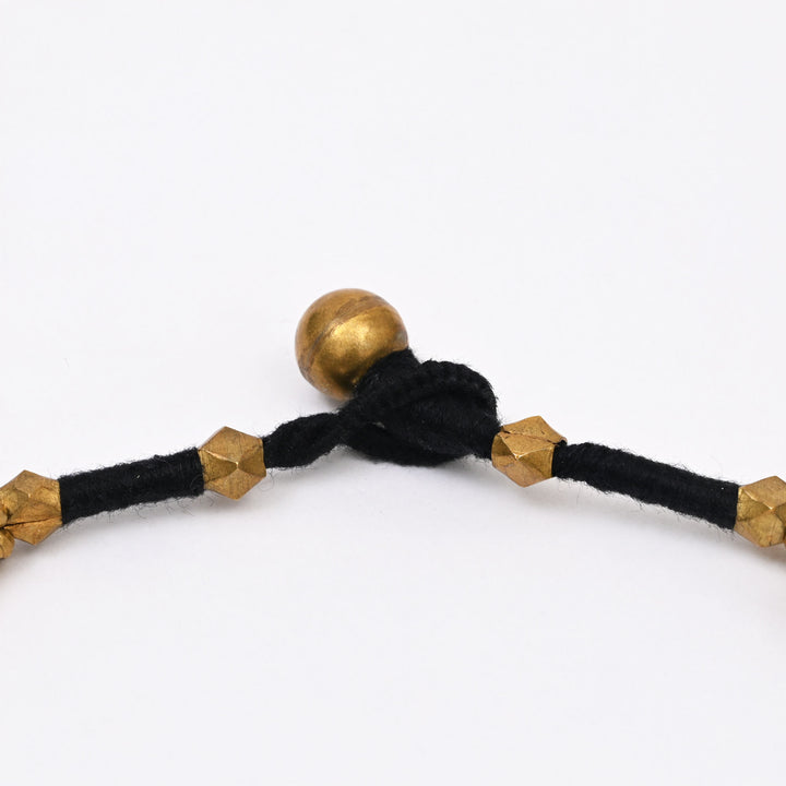 Tribal Brass Cotton Thread Necklace | Handmade Beaded Ethnic Jewelry Set