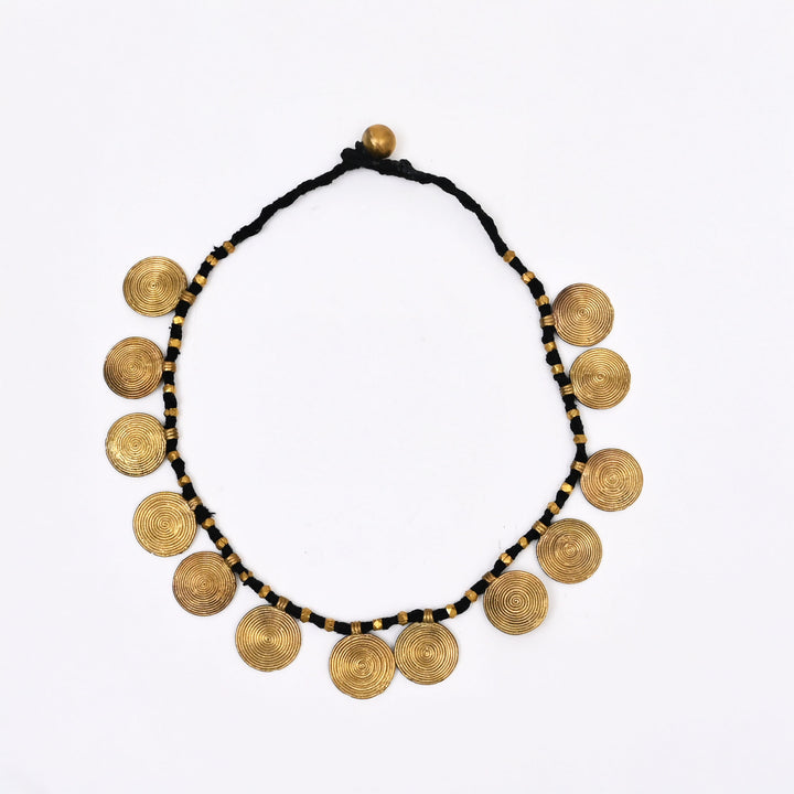 Tribal Brass Bead Necklace | Ancient Technology Modern Cotton Thread Jewelry