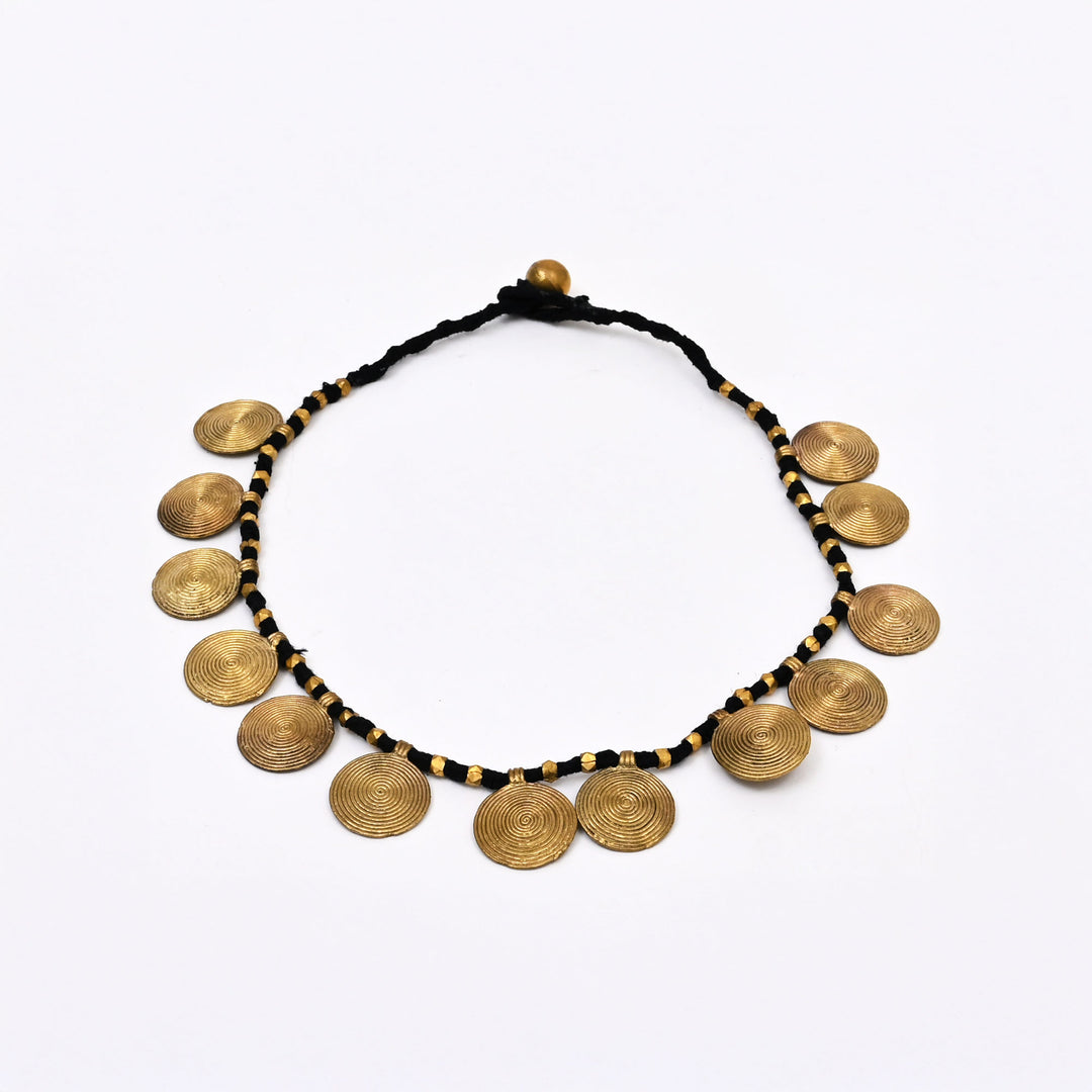 Tribal Brass Bead Necklace | Ancient Technology Modern Cotton Thread Jewelry