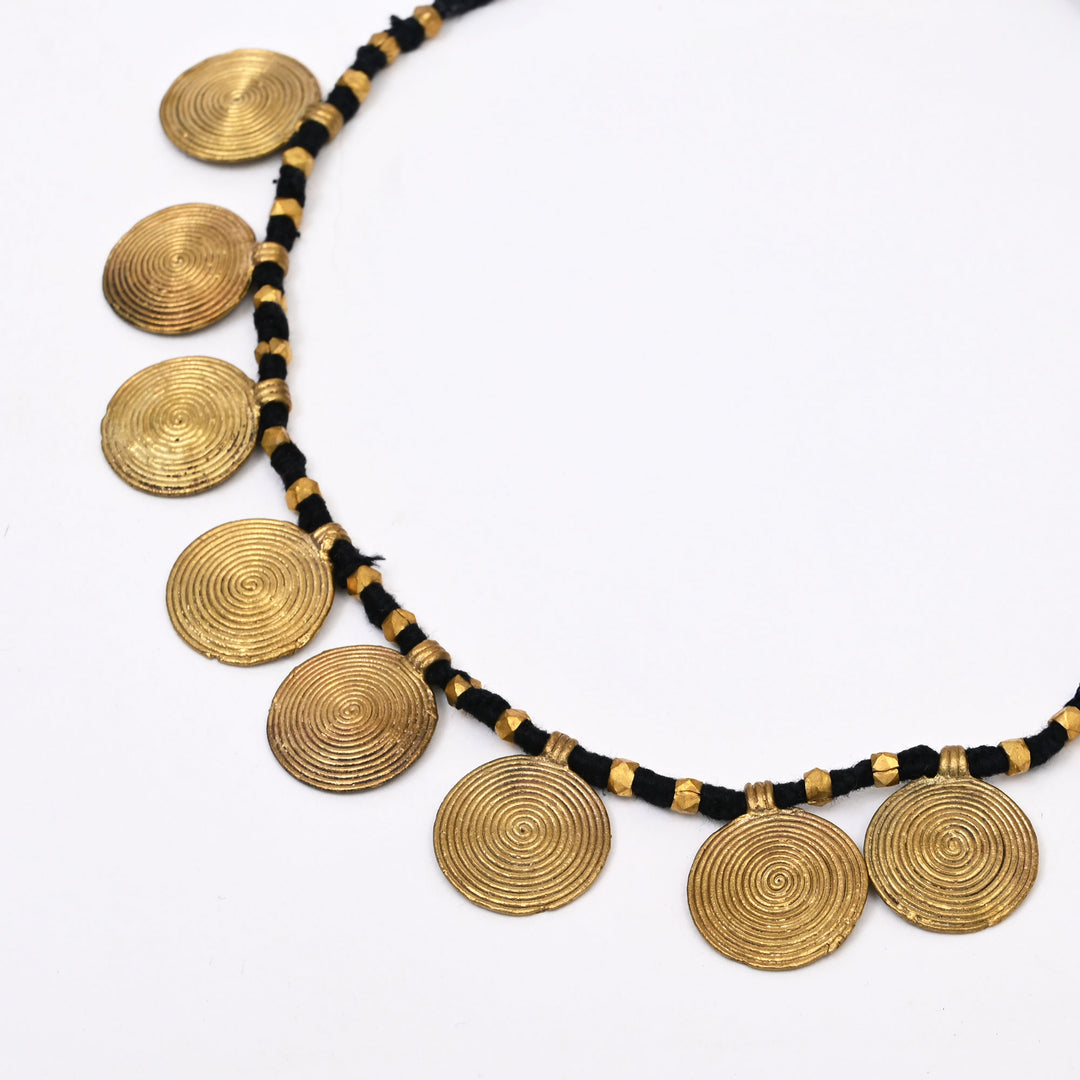 Tribal Brass Bead Necklace | Ancient Technology Modern Cotton Thread Jewelry