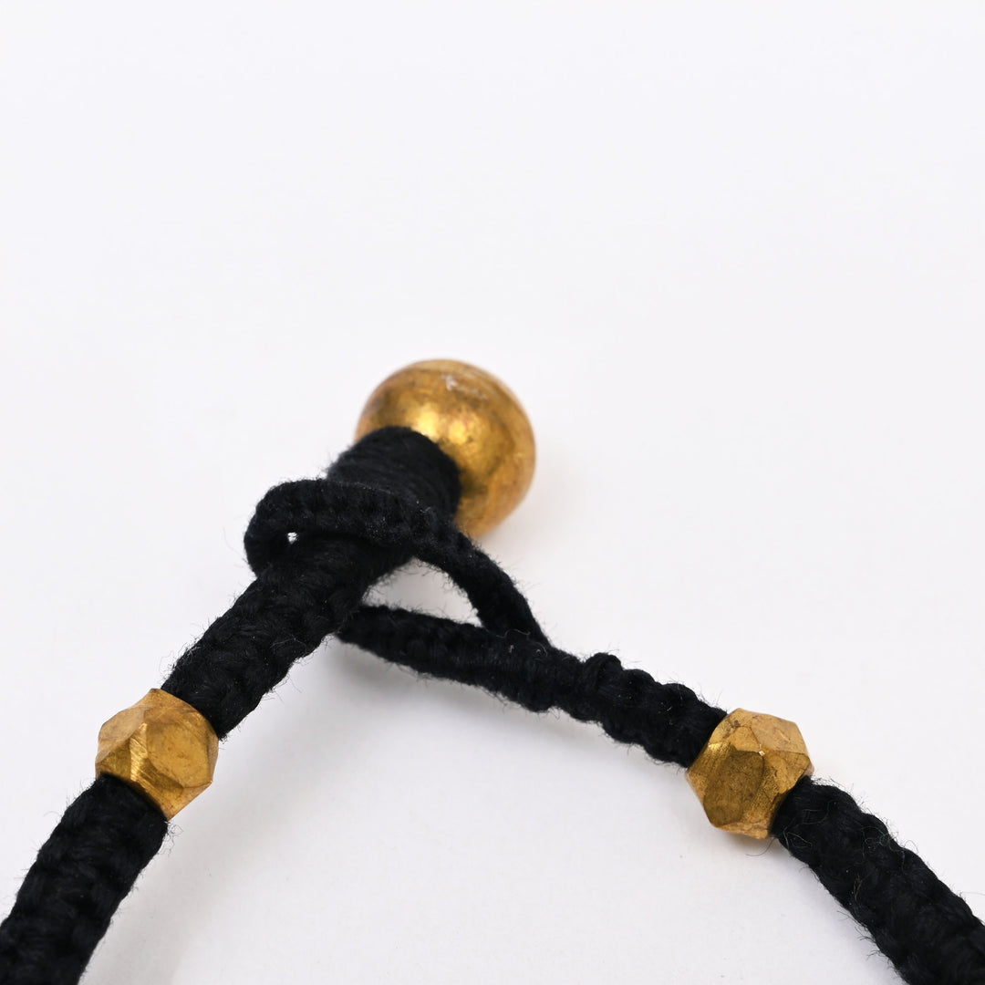Tribal Brass Cotton Bracelet | Handmade Beaded Ancient Pattern Jewelry