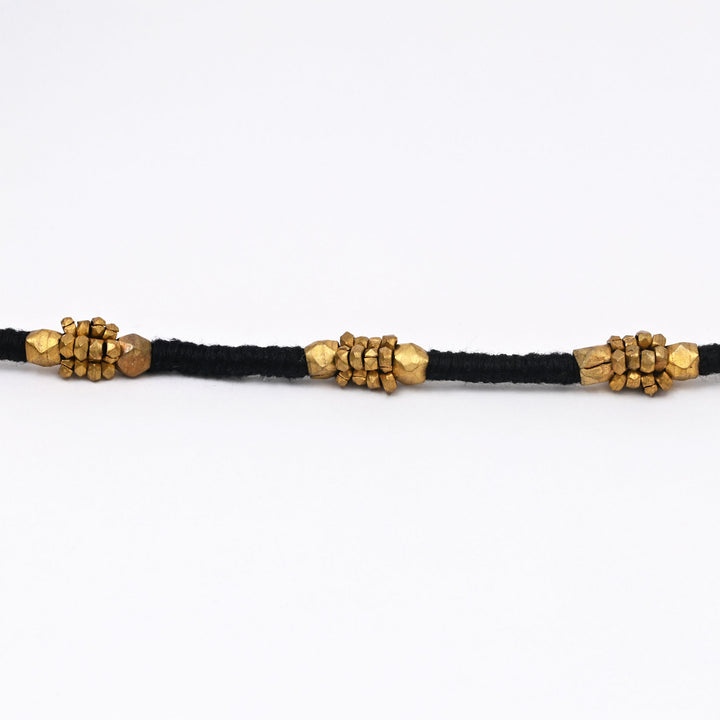 Tribal Brass Cotton Bracelet | Handmade Beaded Ancient Pattern Jewelry